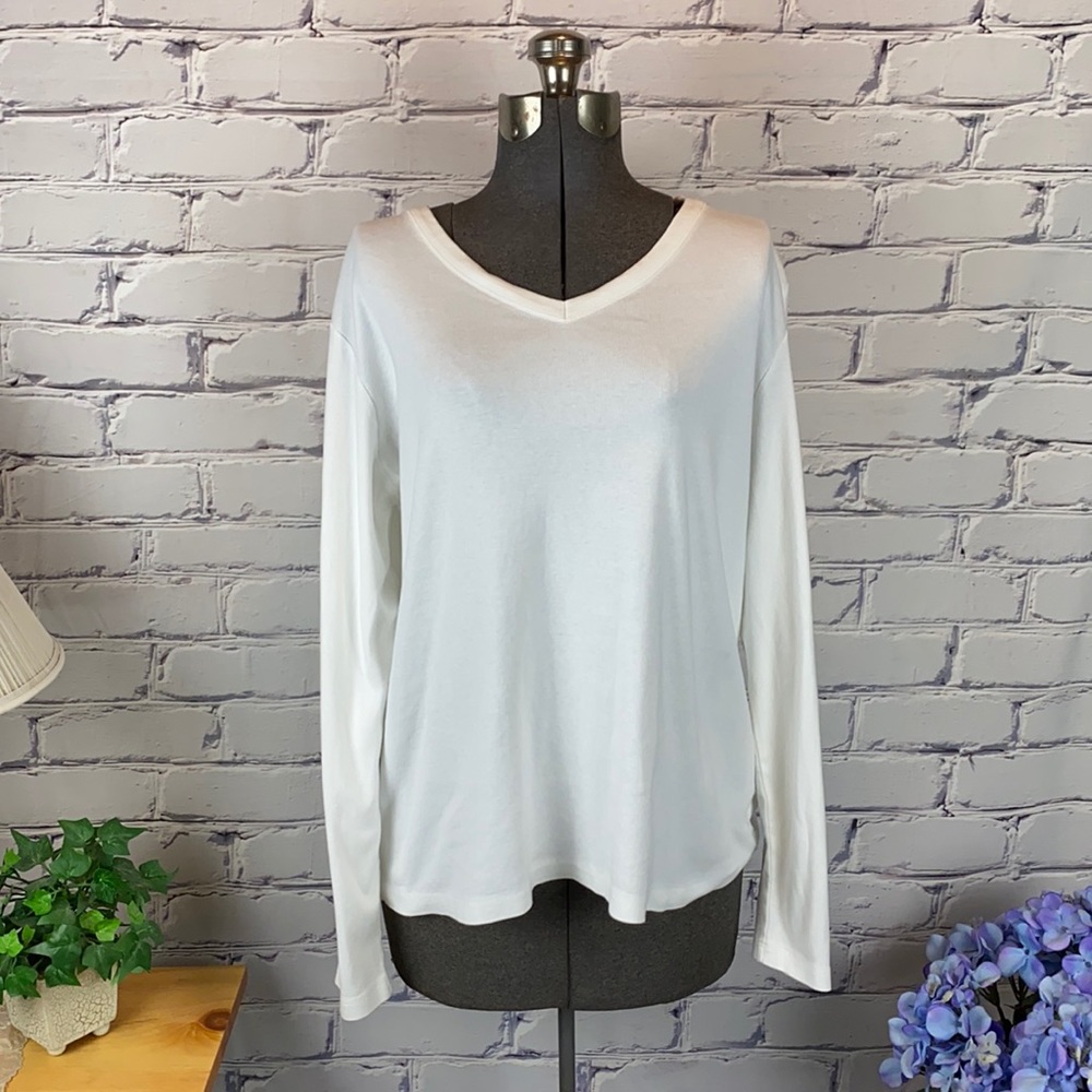 Lands' End Off-White Long Sleeve Tee Shirt Sz. XL